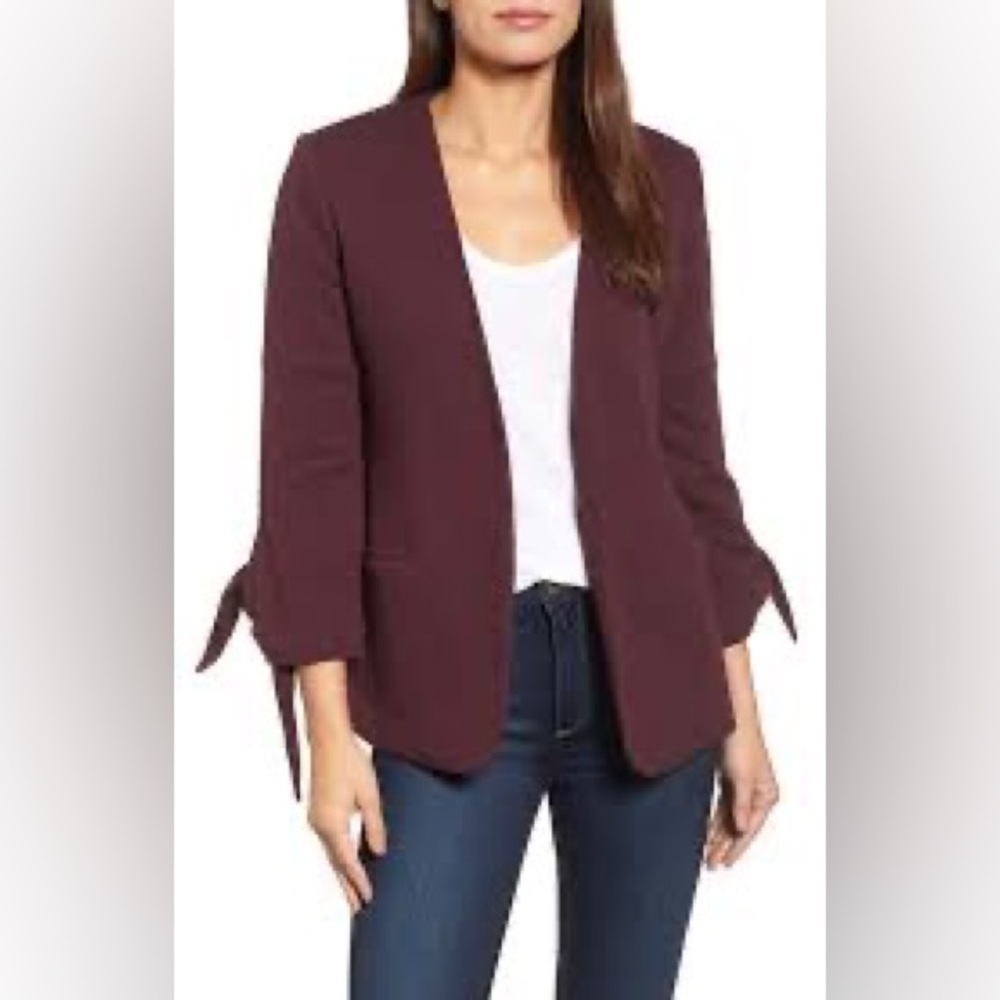 Olivia Moon Knit Blazer Small Maroon